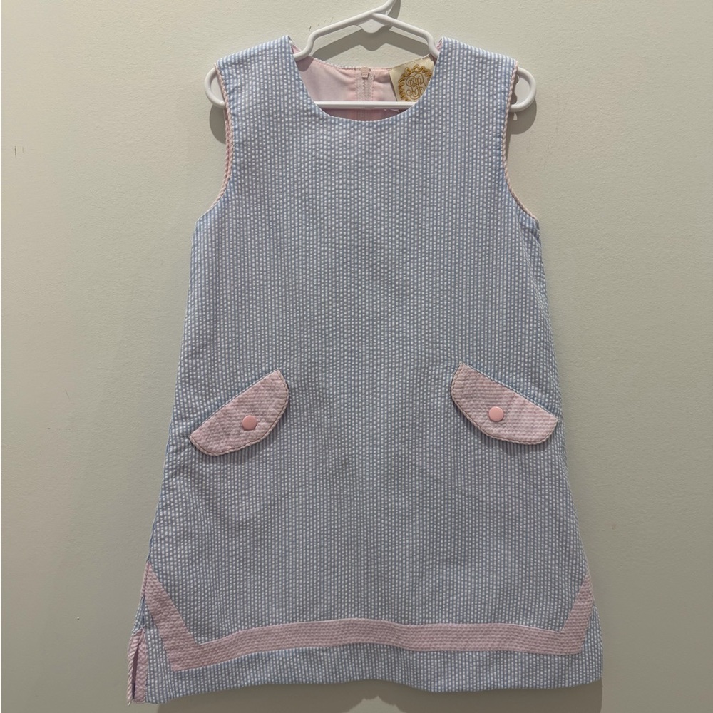 The Beaufort Bonnet Company Blue and Pink Kids Casual Dress